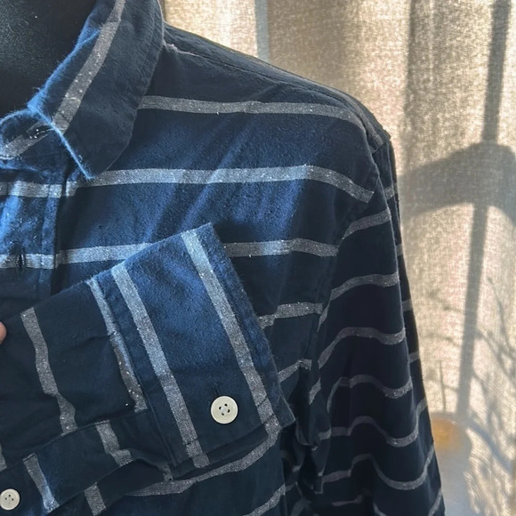 Blue and White Striped Abercrombie & Fitch Button Up - Picture 3 of 4